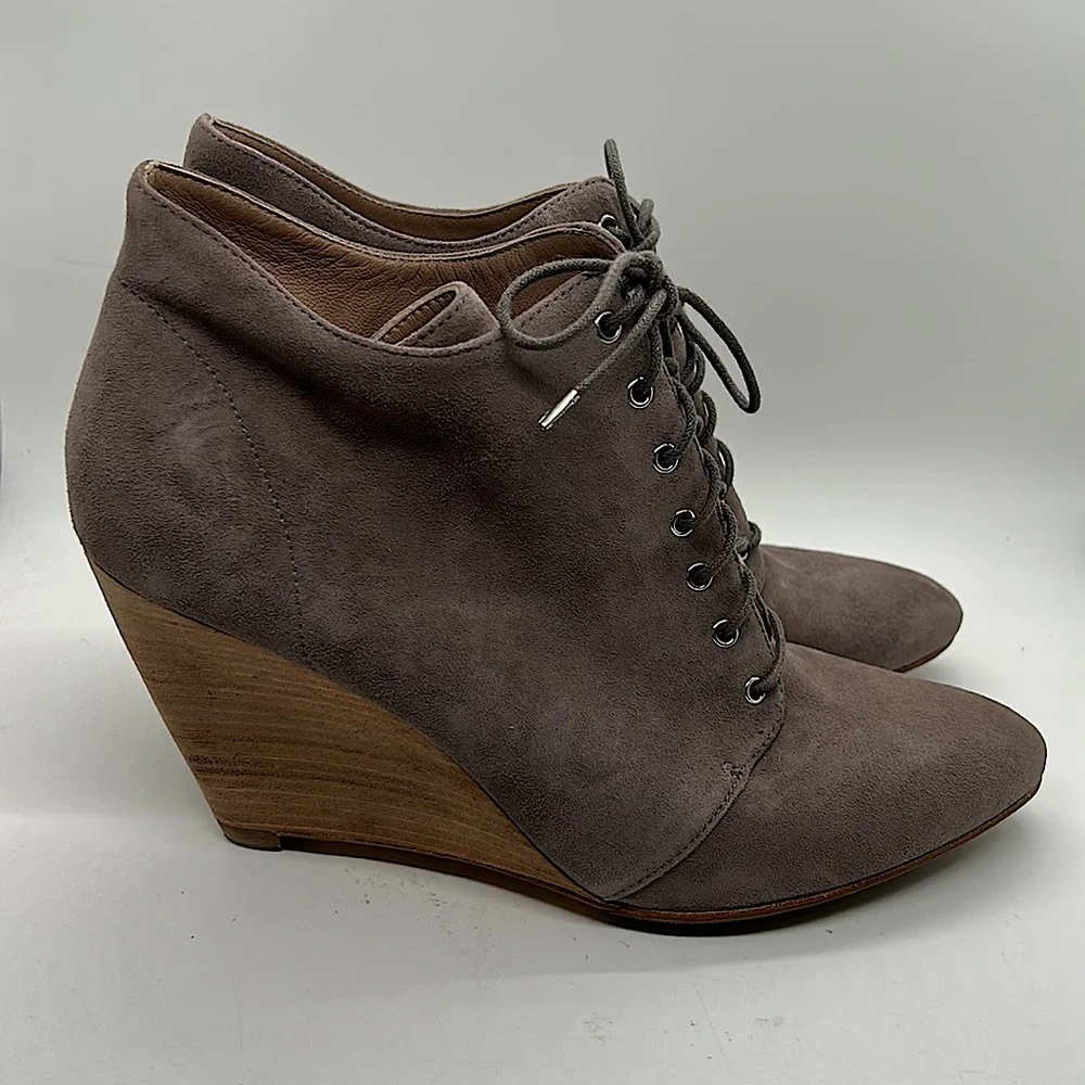 Belle Sigerson Morrison Light Gray Suede Wedge Ankle Booties Boots *Sz 8.5*🌸🌸 - Picture 3 of 8